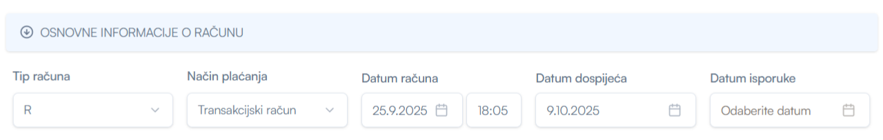 Osnovne informacije o računu